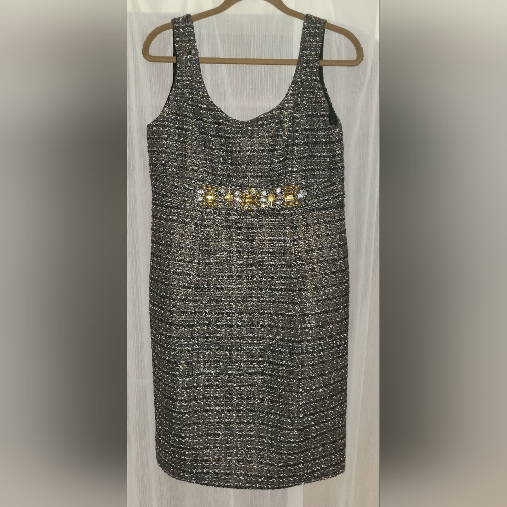 Boston Proper Sleeveless Tweed Dress - 10